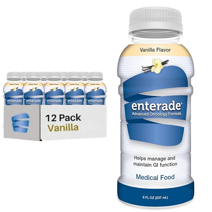 enterade Advanced Oncology 12 Bottles Vanilla Specially Formulated to Reduce Treatment GI Side Effects Supportive Care Beverage 8oz