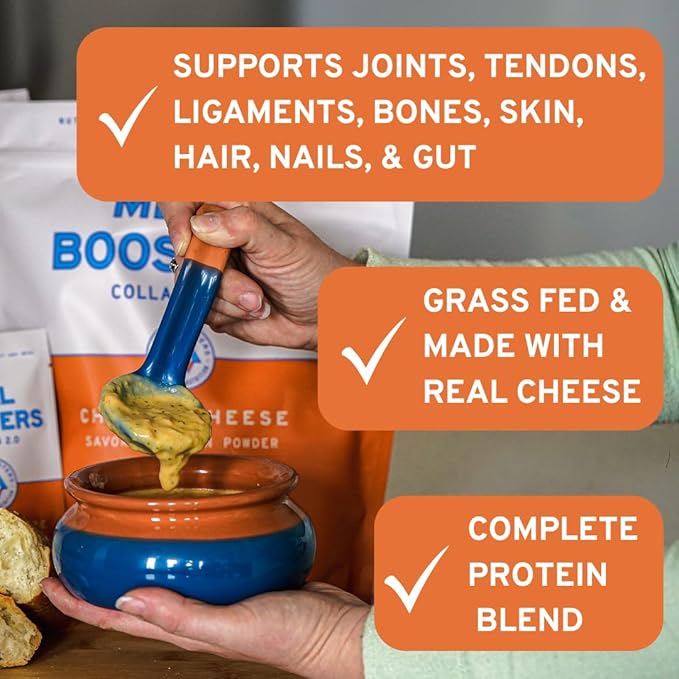 Meal Boosters Savory Protein Powder Supplement | 15–20g Complete Protein Meal Enhancer for Cooking &amp Prep | Collagen Peptides for Gut Joint &amp Support | Keto Friendly Gluten Free (Cheesy Chee