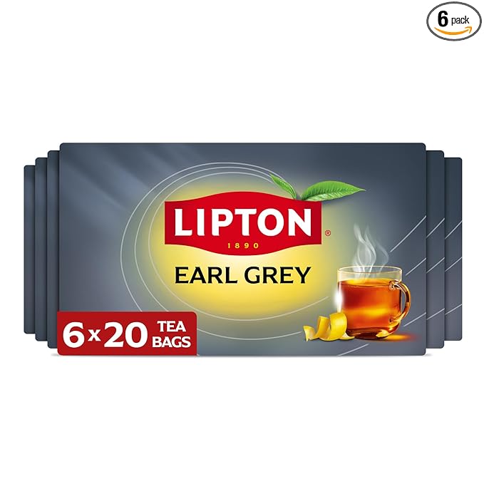 Lipton Earl Grey Tea Bags Flavored Teabags 120 Total Bags (20ct - Pack of 6)