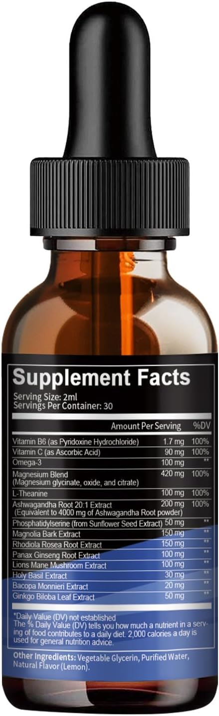 Totaria cortisol Supplement Liquid Drops Hormone Balance for Women Men with Magnesium ComplexAshwagandhaRhodiola RoseaL TheaninePhosphatidylserine Supplements Mood Focus Sleep Support 2 FL.OZ