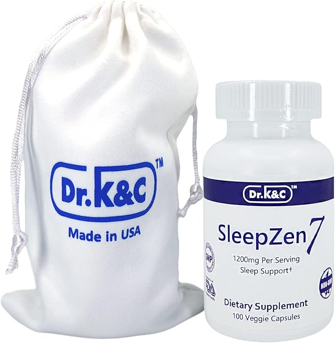 Dr.K&ampC SleepZen7 Sleep Supplement – All Natural Botanical Plant Sourced 1200 mg 100 Veggie Capsules Sleeping Support Organic Tart Cherry Valerian Root Extract No Filler Non GMO