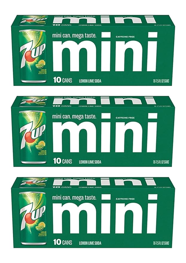 Mini 7up Sodas - 10 pack (2 cases of 10 packs for a total of 20 cans)