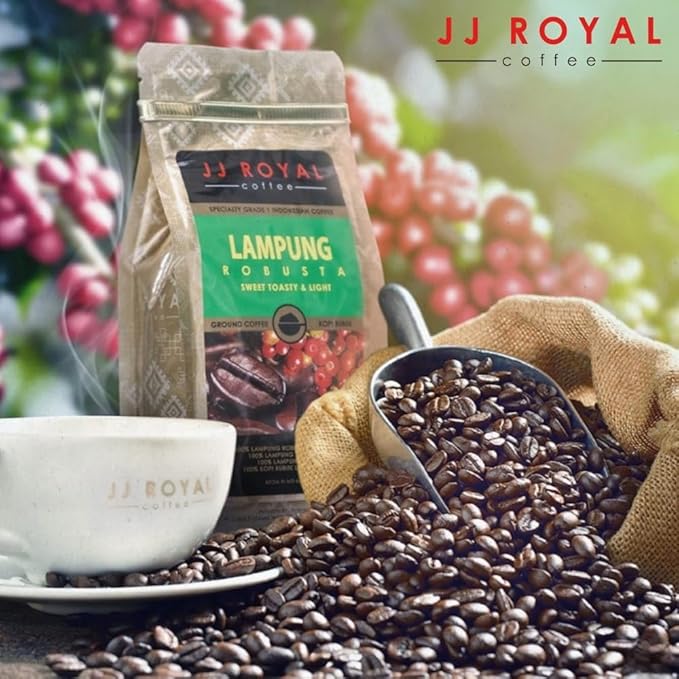JJ Royal Coffee Lampung Robusta 200g Ground Coffee (Pack of 2)
