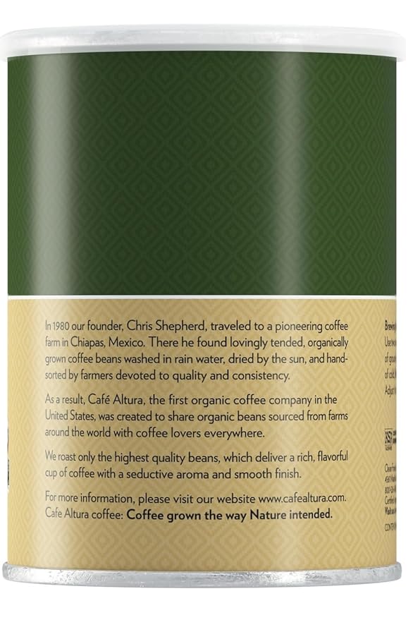 Cafe Altura Ground Organic Coffee French Roast 12 oz Can (Pack of 6)