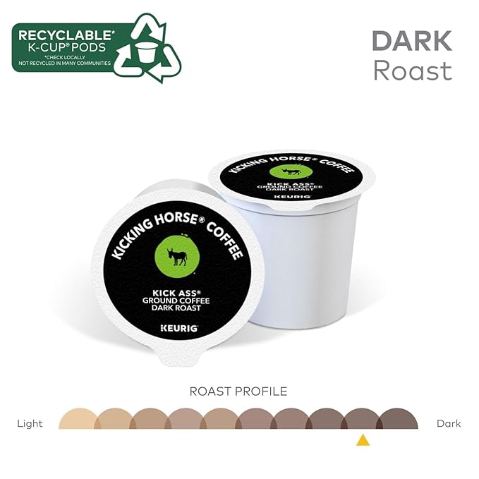 Kicking Horse Coffee Kick Ass Single Serve Keurig K-Cup Pods Dark Roast Coffee 60-Count Box