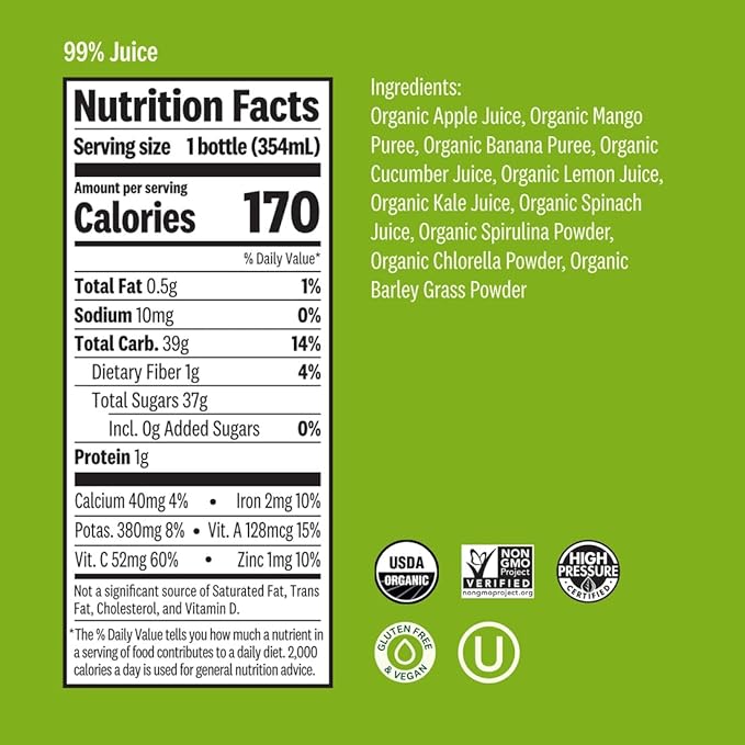 Suja Essentials Organic Green Delight Juice 12 Fluid Ounce -- 6 per case.