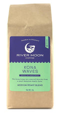 River Moon Coffee Kona Coffee Ground Medium Roast 16 Ounces Kona Waves Hawaiian Blend Sustainably Farmed 100% Arabica