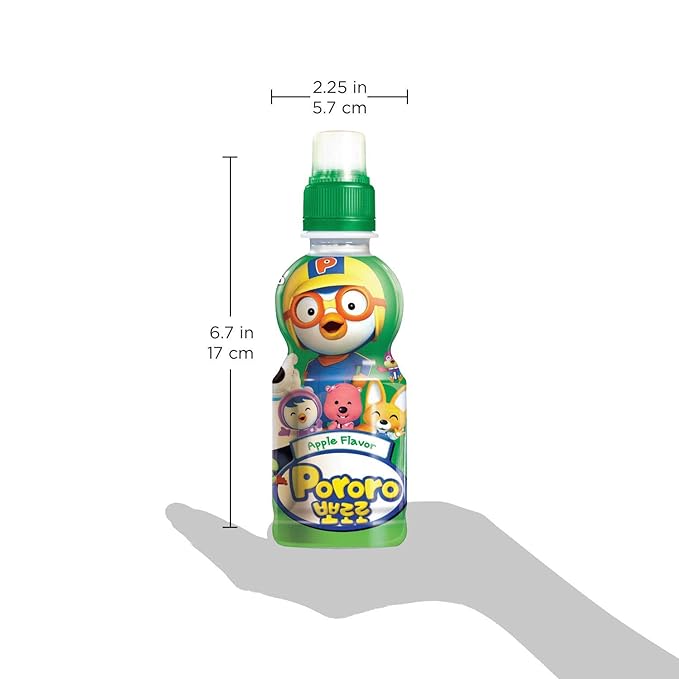 Paldo Fun &amp Yum Pororo Kids Apple Flavor Drink Pack of 8 Fruit Juice Drinks with Comfortable Push-Pull Sports Cap Perfect Drink for Children 7.95 fl oz. x 8