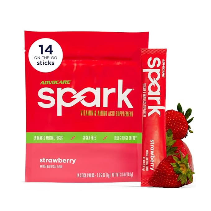 AdvoCare Spark - Energy Drink Mix - Vitamin &amp Amino Acid Supplement - Supports Energy &amp Focus* - Portable Immune Support* - Sugar-Free - Strawberry 14 Stick Packs (3.5 oz)