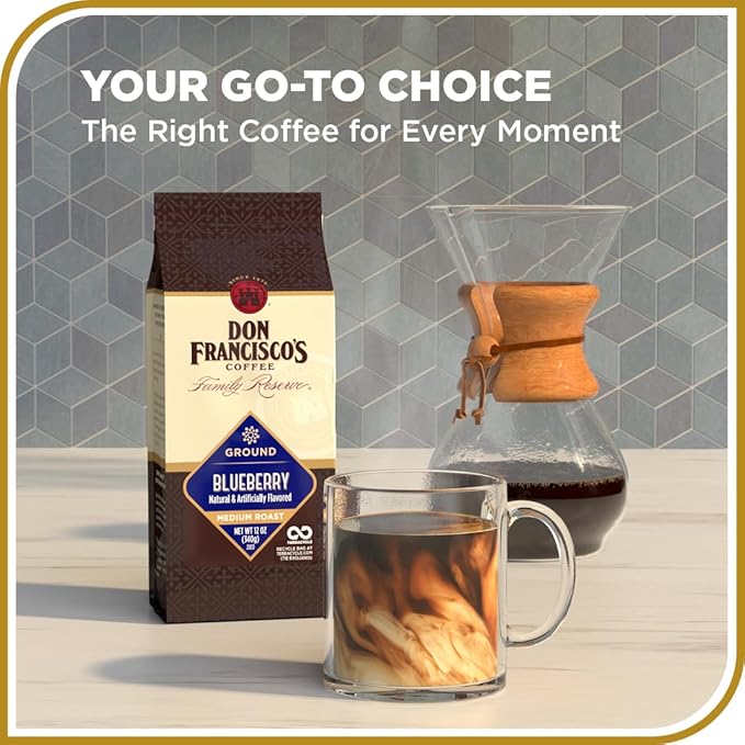 Don Francisco's Blueberry Ground Coffee Medium Roast – 100% Arabica Flavored Coffee 3-Pack of 12 oz Bags