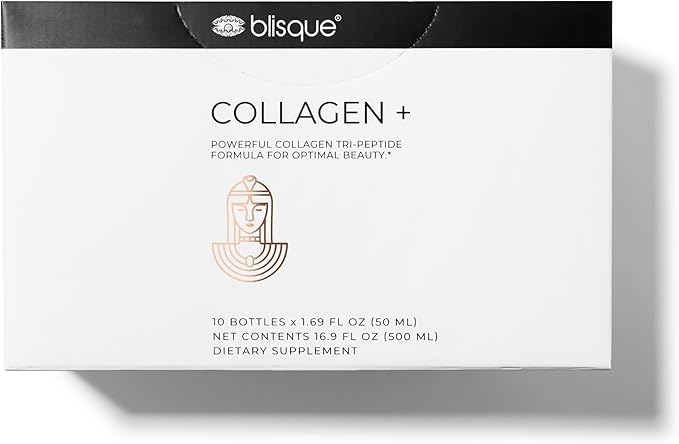 Blisque - Liquid Collagen Tri-Peptide Complex | with Biotin and Hyaluronic Acid | for Hair Skin and Nails | 10 Bottles | 10-Day Supply