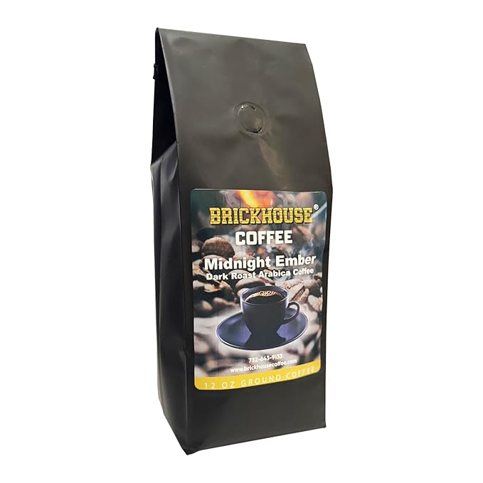 Brickhouse Coffee Midnight Ember Dark Roast 100% Arabica Ground Coffee Bold &amp Smoky Flavor 2 x 12oz Bags