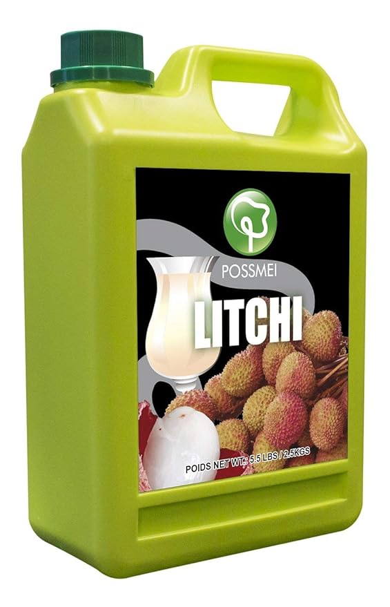 Possmei Litchi Flavored Syrup 5.5 Pound Plastic Jar 2 Pack