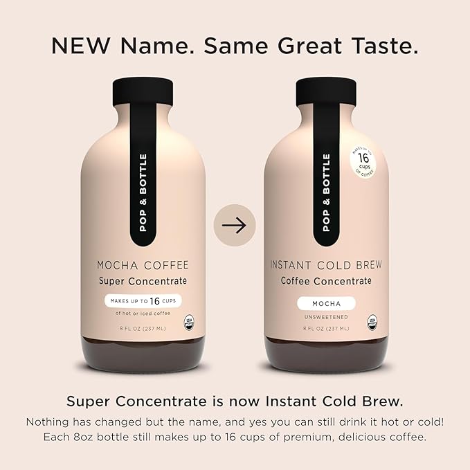 Pop &amp Bottle Organic Cold Brew Coffee Concentrate - Iced Coffee Concentrate Liquid for At Home Dairy Free Makes Up to 16 Cups - Medium Roast &amp Mocha 8 fl oz (Mixed 2 Pack)