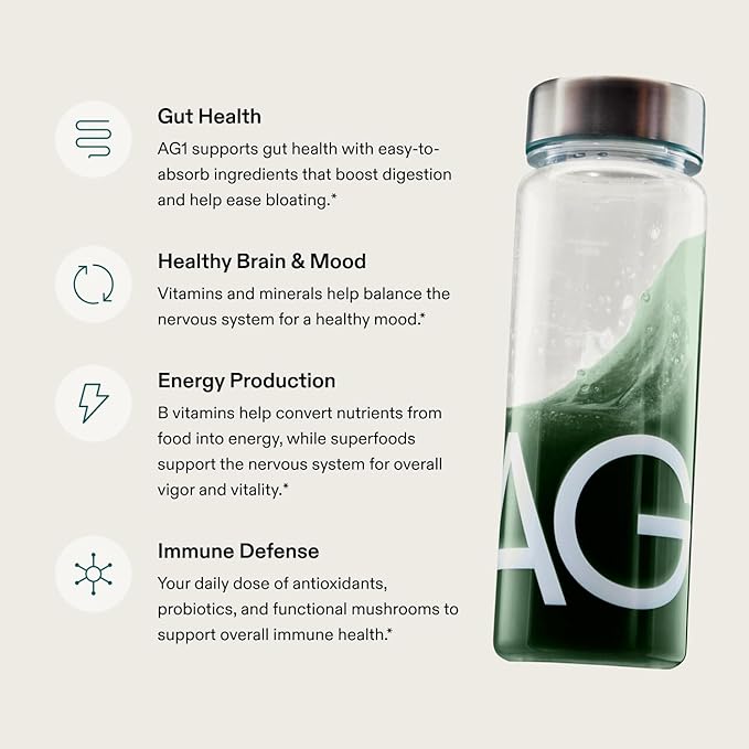 AG1 Athletic Greens Powder Supplement Improve Gut Health Multivitamin Probiotic Gluten Free Vegan and Keto Friendly 75 Vitamins (Travel Packs 14 Count) - Classic Formula