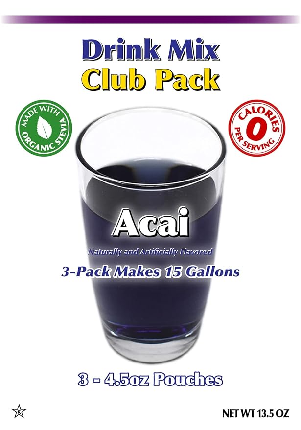 GramZero Acai Zero Calorie Sugar Free Drink Mix Great For Nutrition Club Loaded Tea Stevia Sweetened