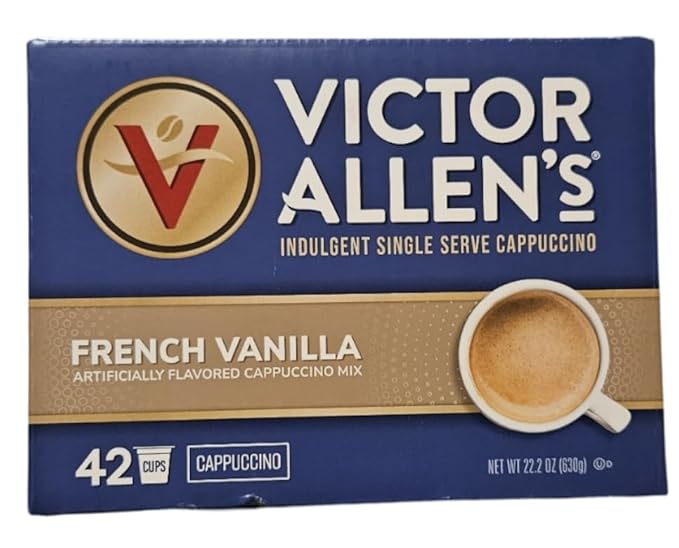 Victor Allen Indulgent French Vanilla Cappuccino Single Serve Cups BUNDLE - 42 Count w/ 5 RECIPES (Package May Vary)