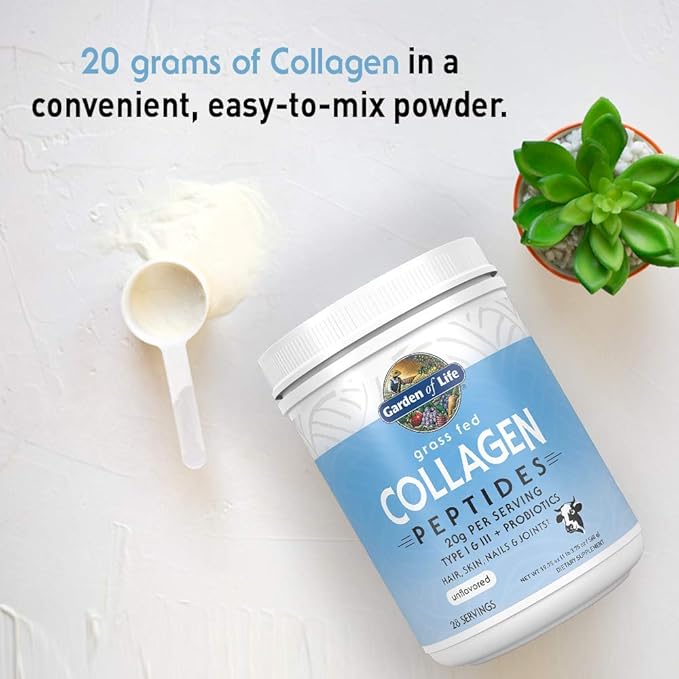 Garden of Life Grass Fed Collagen Peptides Powder Unflavored Collagen Powder for Women Men Hair Skin Nails Joints Hydrolyzed Collagen Protein Supplements Collagen for Women &amp Men 28 Servings