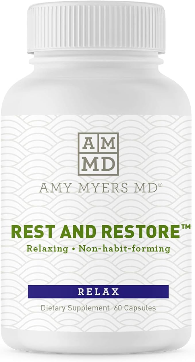Amy Myers MD Rest and Restore - Supports Restful Sleep Sleep Cycle Balance &amp Overnight Rejuvenation - Non-Habit Forming - Gluten-Free - 60 Capsules (30 Servings)