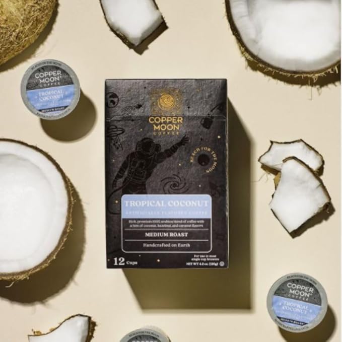 Copper Moon Single Serve Coffee Pods For Keurig K-Cup Brewers Medium Roast Tropical Coconut Blend 72 Count