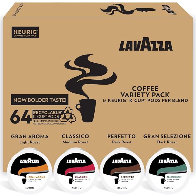 Lavazza Coffee K-Cup Pods Variety Pack for Keurig Single-Serve Coffee Brewers 64 Count  Value Pack Notes of: fruits flowers chocolate carmel citrus