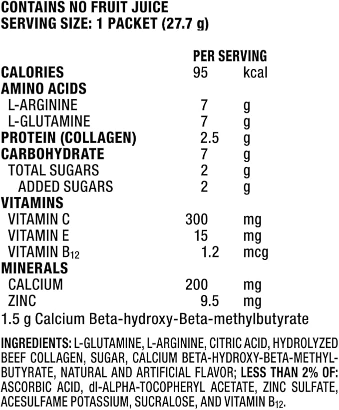 Juven Therapeutic Nutrition Drink Powder Including Collagen Peptides Amino Acids and HMB For Wound Healing Support Fruit Punch 30 Packets