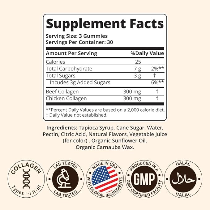 Sakoon nutrition Halal Certified Collagen Peptides Gummies | (Type I II &amp III) Collagen Gummies for Women &amp Men | 90 Naturally Flavoured Strawberry Gummy to Support Hair Skin Joints &amp N