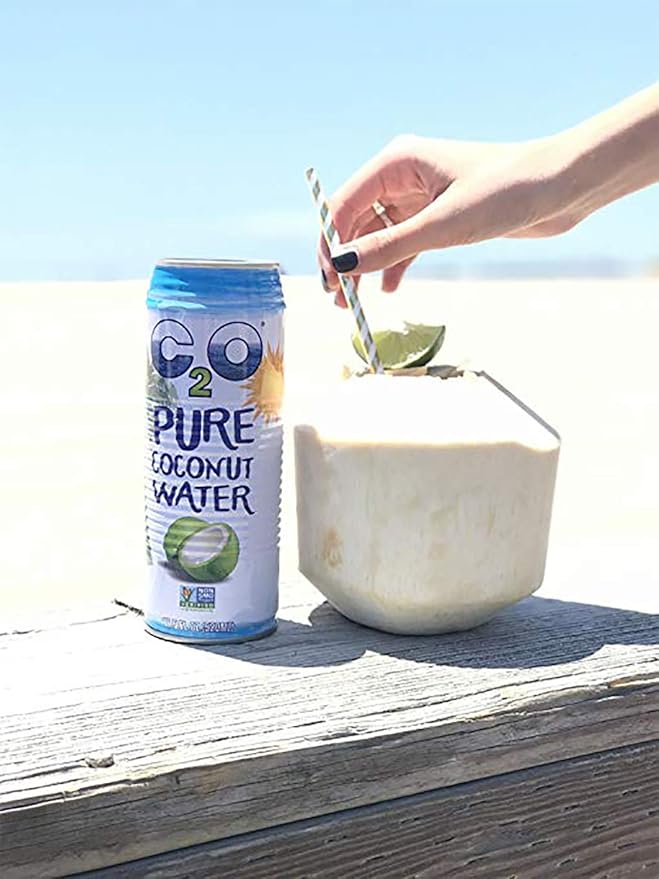 C2O Pure Coconut Water with Mango | Plant Based | Non-GMO | No Added Sugar | Essential Electrolytes | 17.5 FL OZ (Pack of 12)