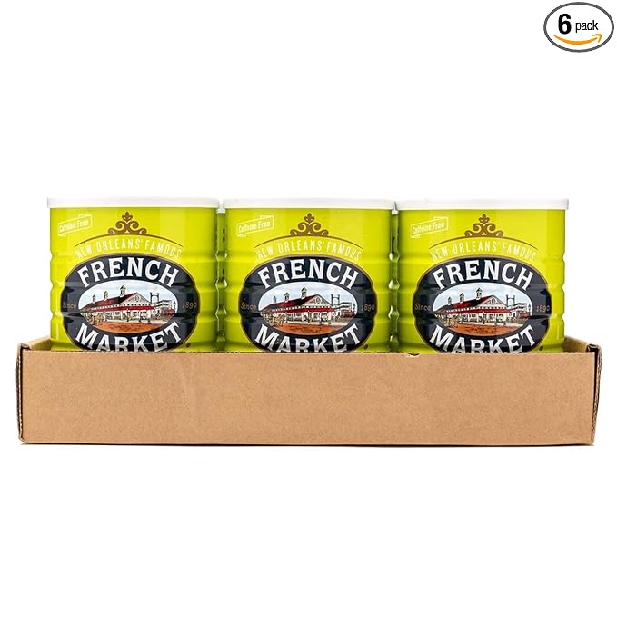 French Market 100% Pure Ground Dark Roast Chicory Caffeine Free 16oz Can (Pack of 6)