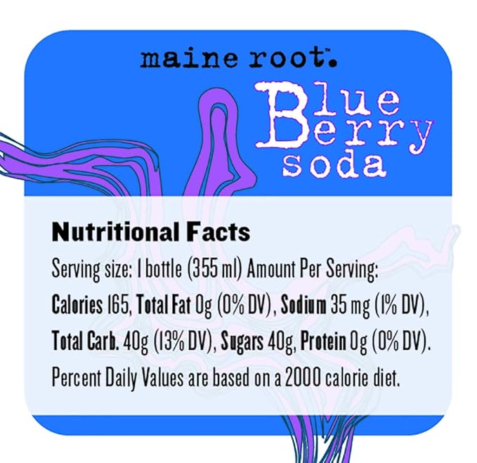 Maine Root Soda - Fair Trade Craft Soda in Glass Bottles (Blueberry 12 Pack)