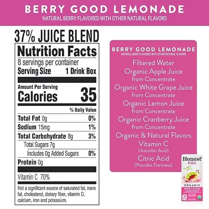 Honest Kid Assorted Organic Juice Drink Variety Pack 6 Fl Oz (Pack of 38)