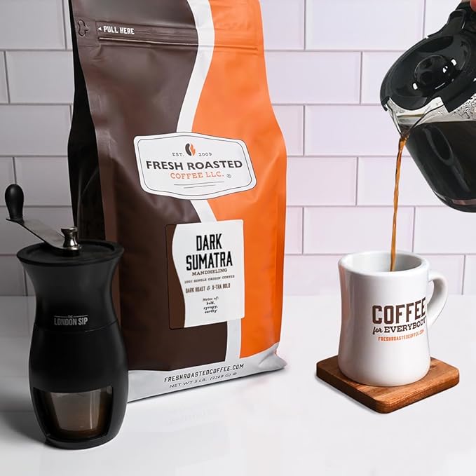 Fresh Roasted Coffee100% Dark Sumatra Mandheling | 5 lb (80 oz) | Single Origin | Dark Roast | Kosher | Whole Bean