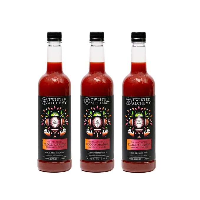 Twisted Alchemy Blood Orange Margarita Mix - Premium Margarita Mixer With Cold Pressed Juice For Craft Cocktails - (25 Oz Bottle Pack of 1) - All Natural Non-GMO &amp Preservative Free - Ships Cold