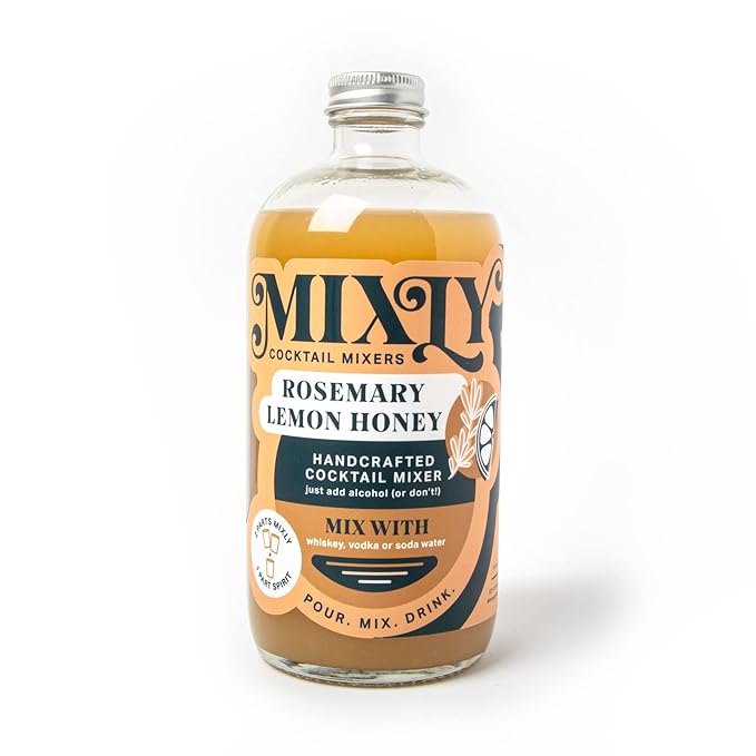 Mixly Rosemary Lemon Honey Mixer Made with Fresh Squeezed Juice Ready to Drink Use with Whiskey Vodka Soda Water 16 oz. Whiskey Sour Hot Toddy Mixer.