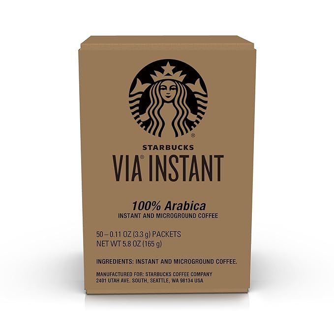 Starbucks VIA Instant Coffee Light Roast Coffee Veranda Blend 100% Arabica Single-Serve 1 Box (50 Packets)