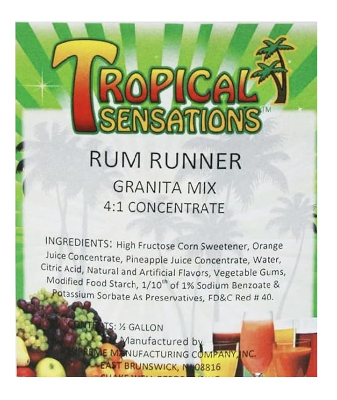 Tropical Sensations Rum Runner Granita Slushie Mix – 6 Bottles 64 oz Each – Non-Alcoholic Frozen Drink Mix for Slush Machines – Bulk Case