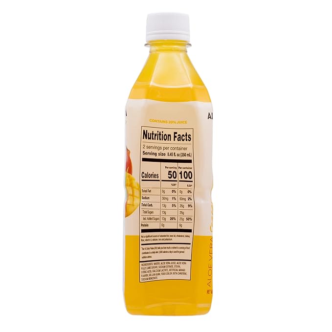 Season Aloe Vera Drink with Pulp Mango Flavor 16.9 fl oz (Pack of 24)