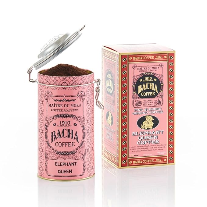 Bacha Coffee | Elephant Queen Fine Blended Coffee Autograph Collection 100% Arabica Specialty Coffee Ground Beans Medium Dark Roast 250g &amp 100% Natural Unbleached Wood Fibre Paper Filters La