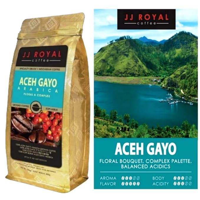 JJ Royal Coffee Aceh Gayo Arabica 200g Ground Coffee (Pack of 4)