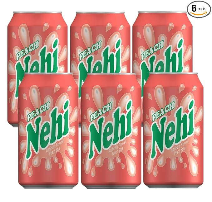 Generic Nehi Peach Soda Pop Soft Drink 12 fl oz cans (Pack of 6)