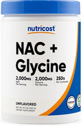 Nutricost NAC + Glycine Powder (250 Grams) Unflavored - 2000mg NAC + 2000mg Glycine per Serving Vegan GMO-Free Gluten-Free 62 Servings