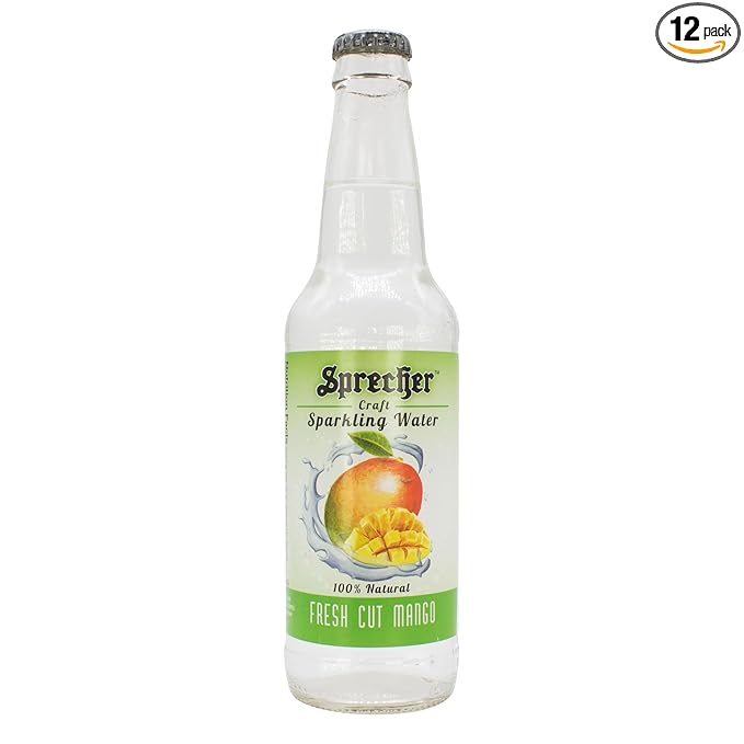 Sprecher Fresh Cut Mango Sparkling Water Zero Sugar and Zero Calories 100% Natural Flavor Crisp Refreshing Craft Sparkling Water in 12 fl oz Glass Bottles 12 Pack