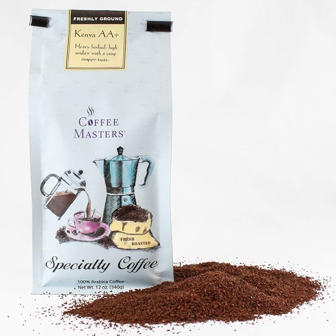 Coffee Masters Gourmet Coffee Kenya AA Ground 12-Ounce Bags (Pack of 4)