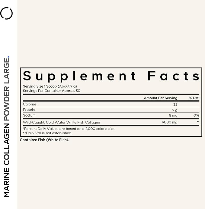 Codeage Marine Collagen Powder - Wild-Caught Hydrolyzed Fish Collagen Peptides - Type 1 &amp 3 Collagen Protein Supplement - Amino Acids for Skin Hair Nails - Paleo Friendly Non-GMO 15.87 Ounces