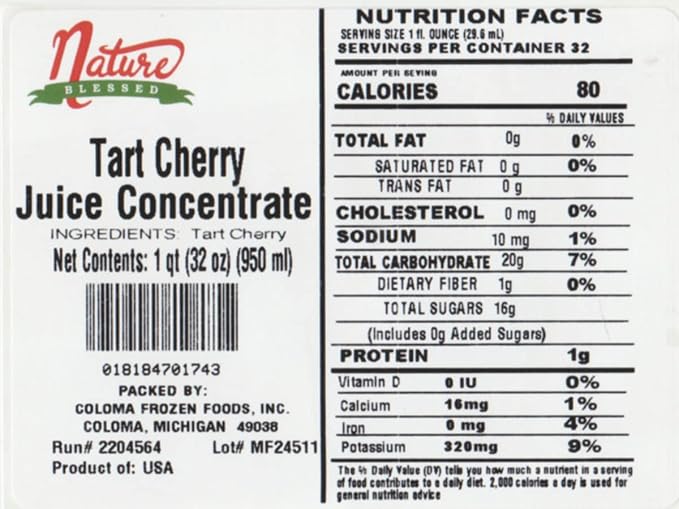 Nature Blessed 100% Pure Tart Cherry Fruit Juice Concentrate - 2 Quarts (2/32 fl oz bottles) Applications: Home Wine Making Brewing Distilling Hard Cider Smoothies Jelly