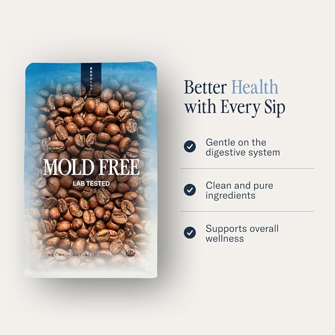 Seek Low Acid Organic Arabica Whole Bean Coffee - Mold Free Non-GMO Third Party Tested - 12 Oz
