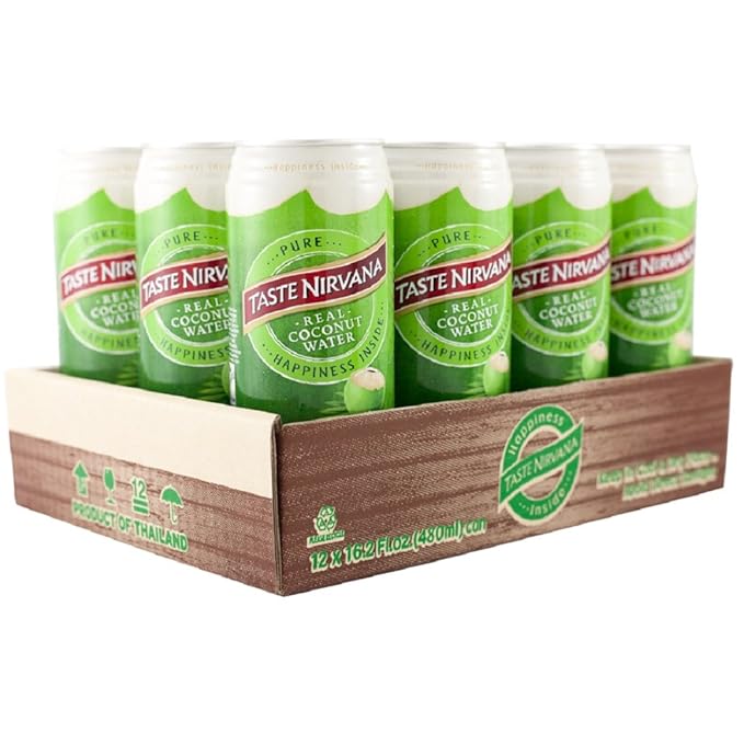 Taste Nirvana Real Premium 16.2 Ounce Cans Coconut Water 194.4 Fl Oz (Pack of 12)