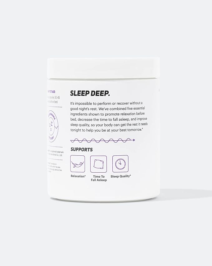 TB12 Sleep - Sleep Supplement with Magnesium L-Theanine Chamomile GABA and Melatonin to Fall Asleep Faster Promote Relaxation and Improve Sleep Quality. Stress and Mood Nightly Support