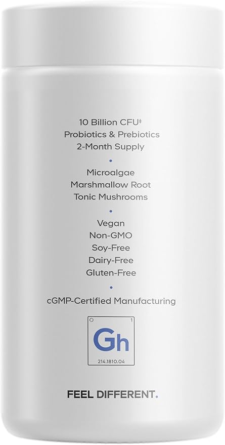Codeage Gut Health Supplements Vegan Formula - L Glutamine Zinc Turkey Tail Mushroom Powder Tonic Mushroom Maitake Micro Algae Mineral Licorice Root DGL - Probiotics Prebiotics - 180 Capsules