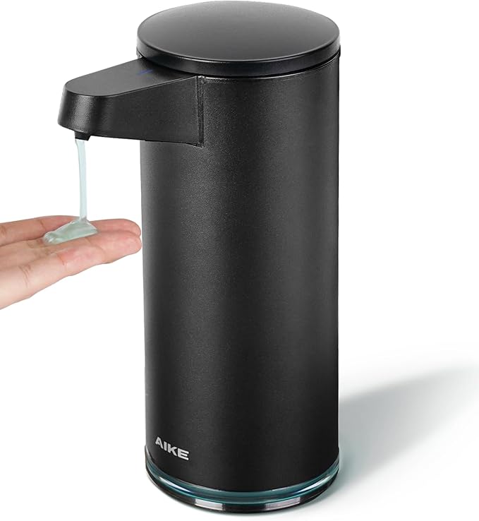 AIKE SensePro Automatic Soap Dispenser Type-C Rechargable Stainless Matte Black Coating 12.8 fl.oz. for Liquid Soap